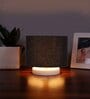 Black Cotton table lamp with White wood base1