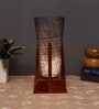 Black Cotton Table Lamp With Wood Base