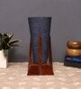 Black Cotton Table Lamp With Wood Base