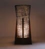 Black Cotton Table Lamp With Wood Base