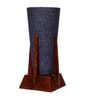 Black Cotton Table Lamp With Wood Base