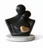 Black Couple Showpiece Gold Heart With White Marble Base