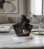 Black Couple Showpiece Gold Heart With White Marble Base