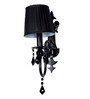 Black Crystal Wall Sconce with Pleated Black Shades