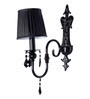 Black Crystal Wall Sconce with Pleated Black Shades