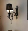 Black Crystal Wall Sconce with Pleated Black Shades