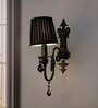 Black Crystal Wall Sconce with Pleated Black Shades