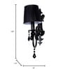 Black Crystal Wall Sconce with Pleated Black Shades
