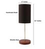 Black Cylinder Fabric Shade Table Lamp, Brown Wooden Base Bedside & Desk Light for Bedroom, Living Room & Home Decor