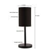 Black Cylinder Fabric Shade Table Lamp, Minimalist Bedside Lamp with Metal Base for Bedroom, Living Room & Study