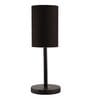 Black Cylinder Fabric Shade Table Lamp, Minimalist Bedside Lamp with Metal Base for Bedroom, Living Room & Study