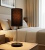Black Cylinder Fabric Shade with Modern Silver & Black Table Lamp for Bedroom & Living Room