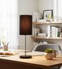 Black Cylinder Fabric Shade with Modern Silver & Black Table Lamp for Bedroom & Living Room