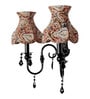 Black Double Wall Sconce with Kalamkari Shades and Crystals