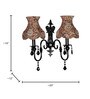 Black Double Wall Sconce with Kalamkari Shades and Crystals