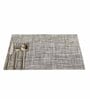 Grey Elena Rectangular Textured PVC Dining Table Placemat