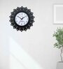 Intricately Black & White Black Engineered Wood Wall Clock