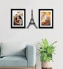 Black Engineered Wood With Eiffel Tower Plaque, Set Of 2 Collage Photo Frames