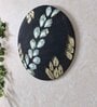 Black Engineered Wood Handpainted 15 Inch Wall Art with Leaf Vine design