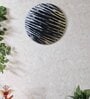 Black Engineered Wood Hanpainted 15 Inch Wall Art with White & Gold Lines