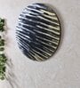 Black Engineered Wood Hanpainted 15 Inch Wall Art with White & Gold Lines