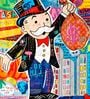 MILLIONAIRE MAN CITY MONEY BAG STREET ART HD Poster With Black Frame, 12.5 X 17.3 Inches