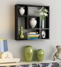 Square Five Section Black Engineered Wood Wall Shelf