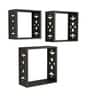 Set of 3 Engineered Wood Cube Wall Shelf in Black Colour