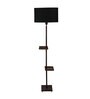 Contemporary Black Fabric Shade Shelf Floor Lamp With Wood Base