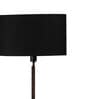 Contemporary Black Fabric Shade Shelf Floor Lamp With Wood Base