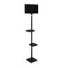 Contemporary Black Fabric Shade Shelf Floor Lamp With Wood Base