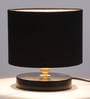 Black Cotton Shade Table Lamp With Metal Base