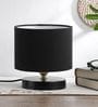 Black Cotton Shade Table Lamp With Metal Base
