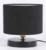 Black Cotton Shade Table Lamp With Metal Base