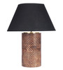 Black Fabric Shade Table Lamp with Brown Base