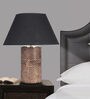 Black Fabric Shade Table Lamp with Brown Base