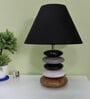 Black Fabric Shade With Multicoloured Base Table Lamp