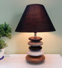 Black Fabric Shade With Multicoloured Base Table Lamp