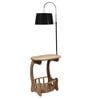 Gabrielle Black Fabric Shade Shelf Floor Lamp With Wood Base