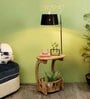 Gabrielle Black Fabric Shade Shelf Floor Lamp With Wood Base