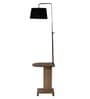 Desmond Black Fabric Shade Shelf Floor Lamp With Wood Base