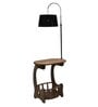 Gabrielle Black Fabric Shade Shelf Floor Lamp With Wood Base