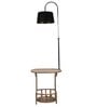 Gabrielle Black Fabric Shade Shelf Floor Lamp With Wood Base