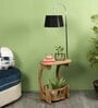 Gabrielle Black Fabric Shade Shelf Floor Lamp With Wood Base