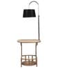 Gabrielle Black Fabric Shade Shelf Floor Lamp With Wood Base