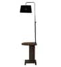 Desmond Black Fabric Shade Shelf Floor Lamp With Wood Base