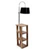 Black Fabric Shade Floor Lamp With Brown Base