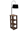 Black Fabric Shade Floor Lamp With Brown Base
