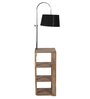 Black Fabric Shade Floor Lamp With Brown Base