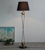 Black Fabric Shade Floor Lamp with Black Base